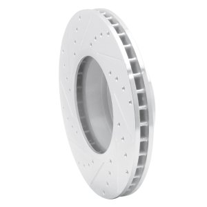 BMW 530I Brake Rotor (1) - Front Right - R1 Concepts - Drilled & Slotted - Silver - `04-`10